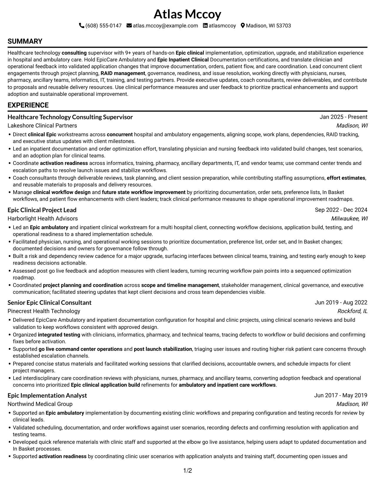 Resume example — page 1