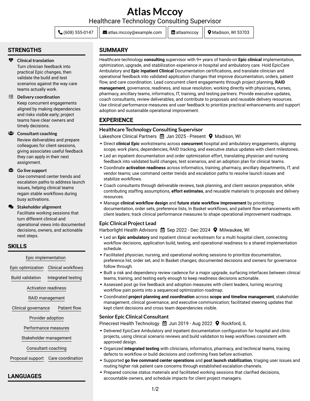 Resume example — page 1