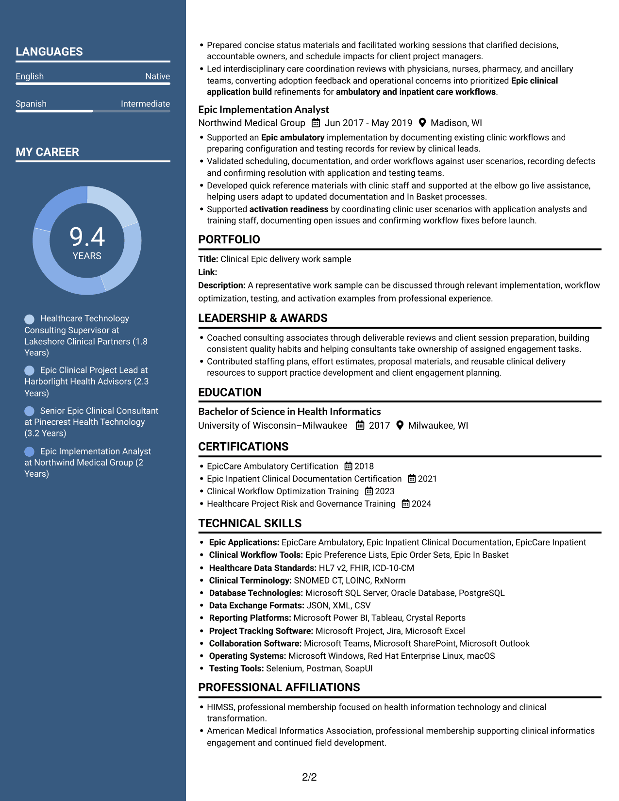 Resume example — page 2