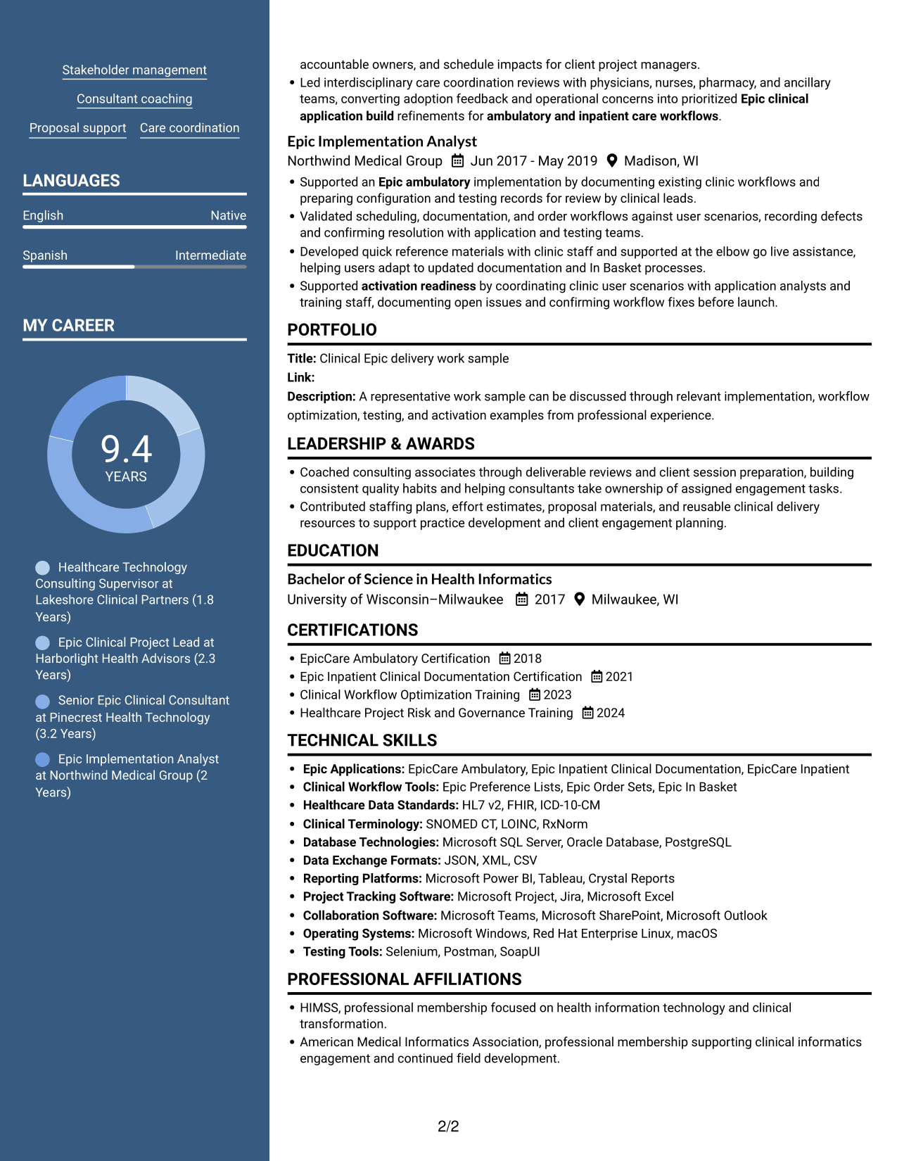 Resume example — page 2