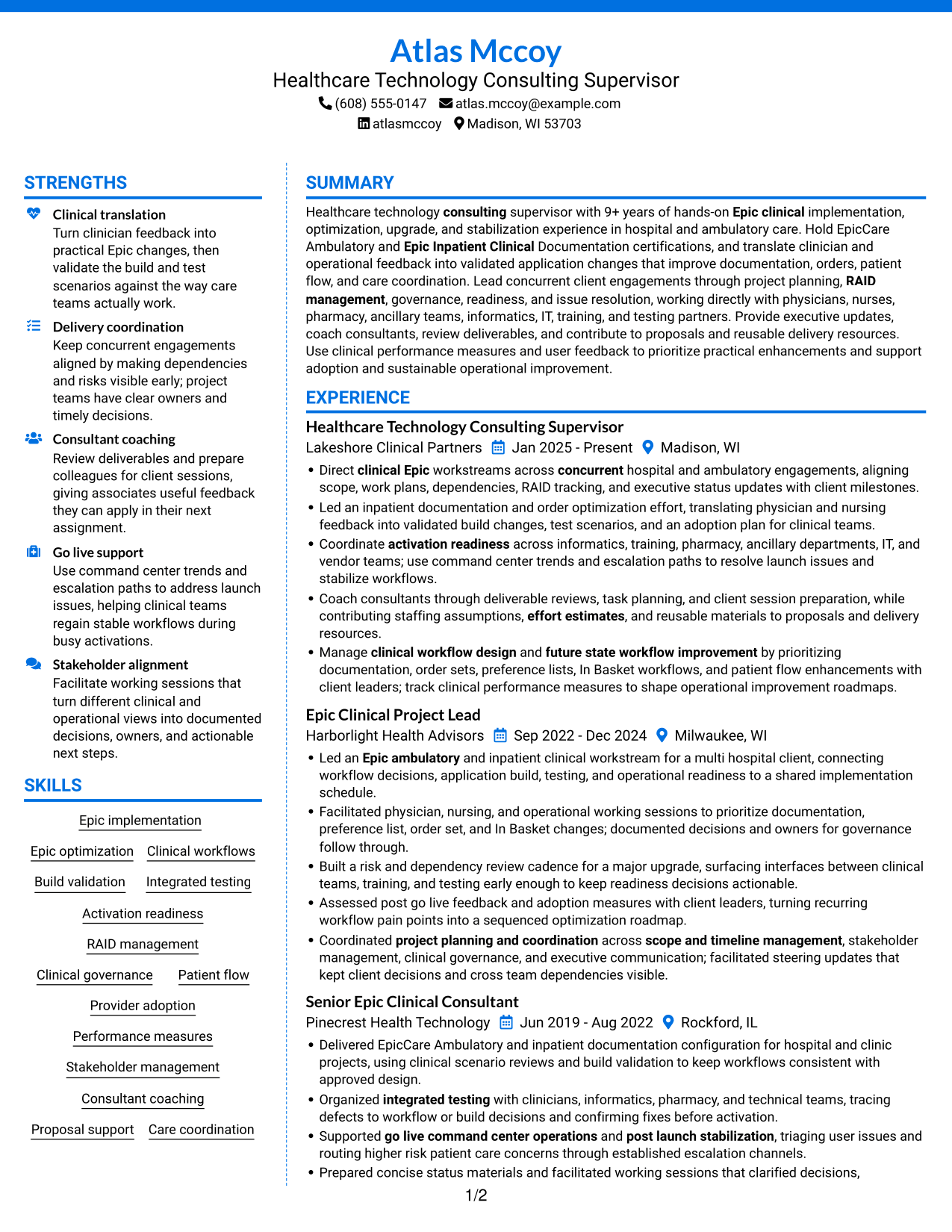 Resume example — page 1