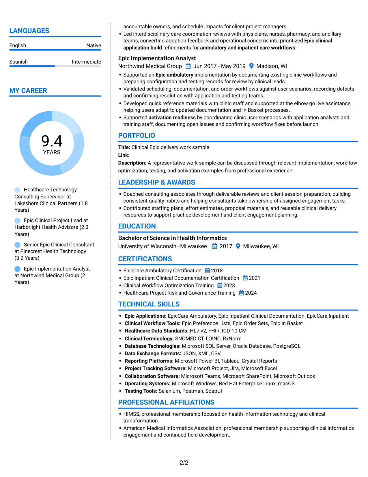 Resume example — page 2
