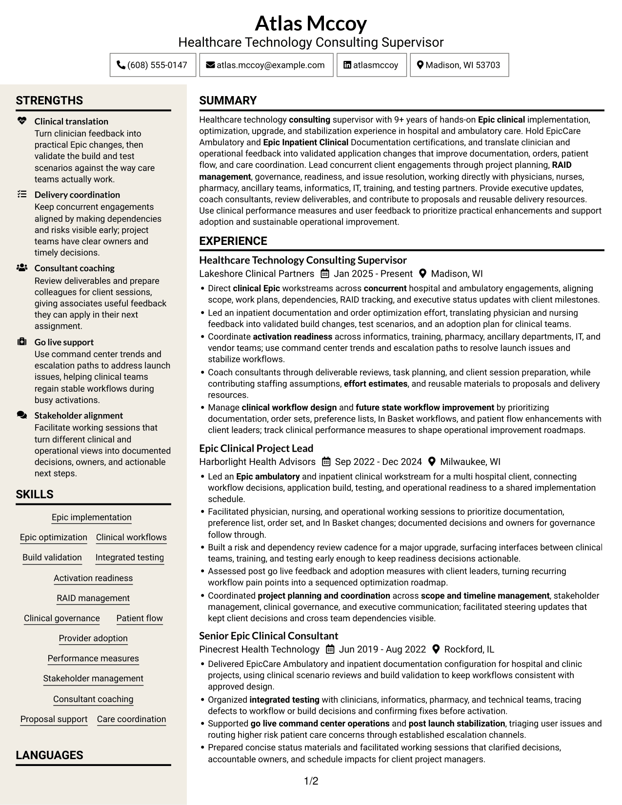 Resume example — page 1