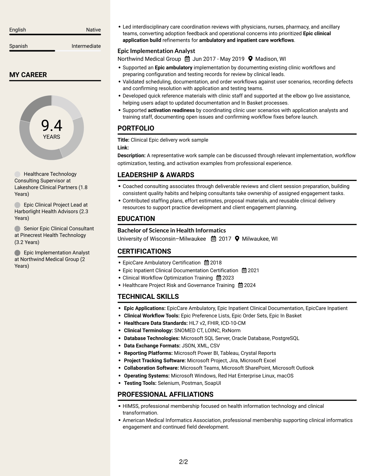 Resume example — page 2