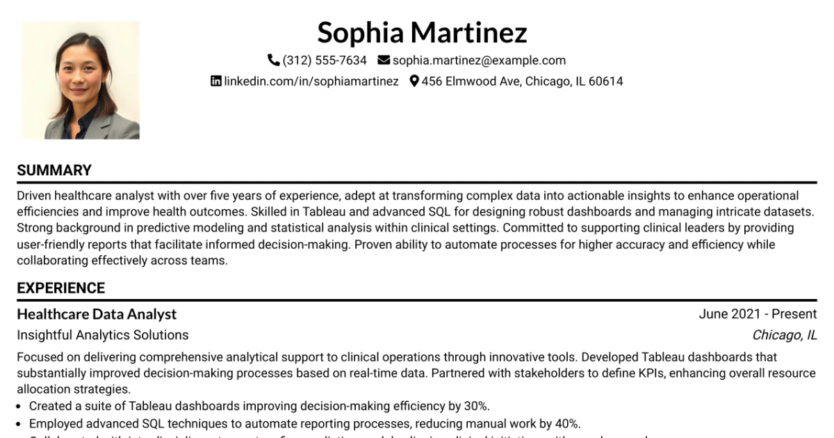 33 Healthcare Data Analyst Resume Templates with Example 2026 (ATS-Optimized)