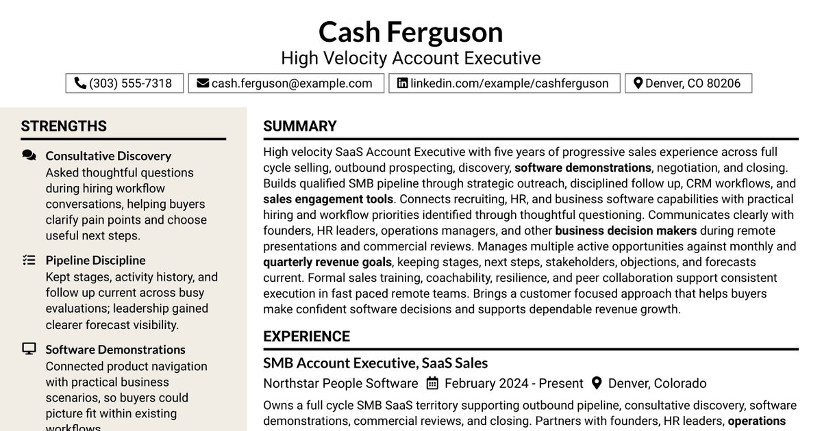 7 High Velocity Account Executive Resume Templates with Example