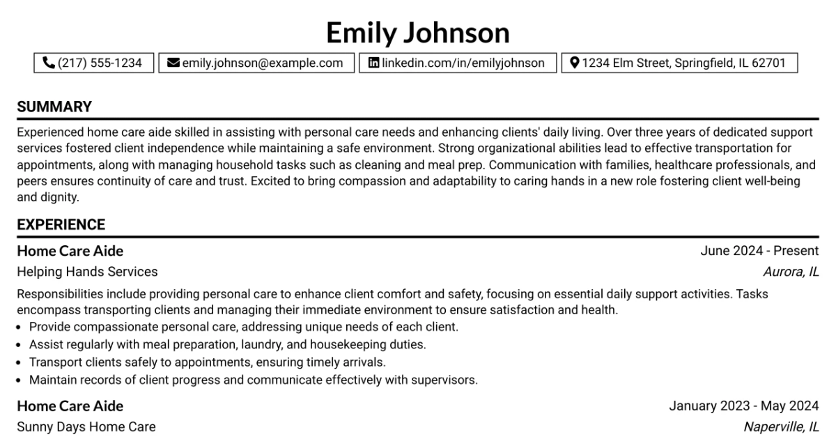 33 Home Care Aide Resume Templates with Example 2026 (ATS-Optimized)