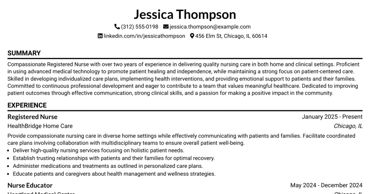 33 Home Care Registered Nurse Resume Templates with Example 2026 (ATS-Optimized)
