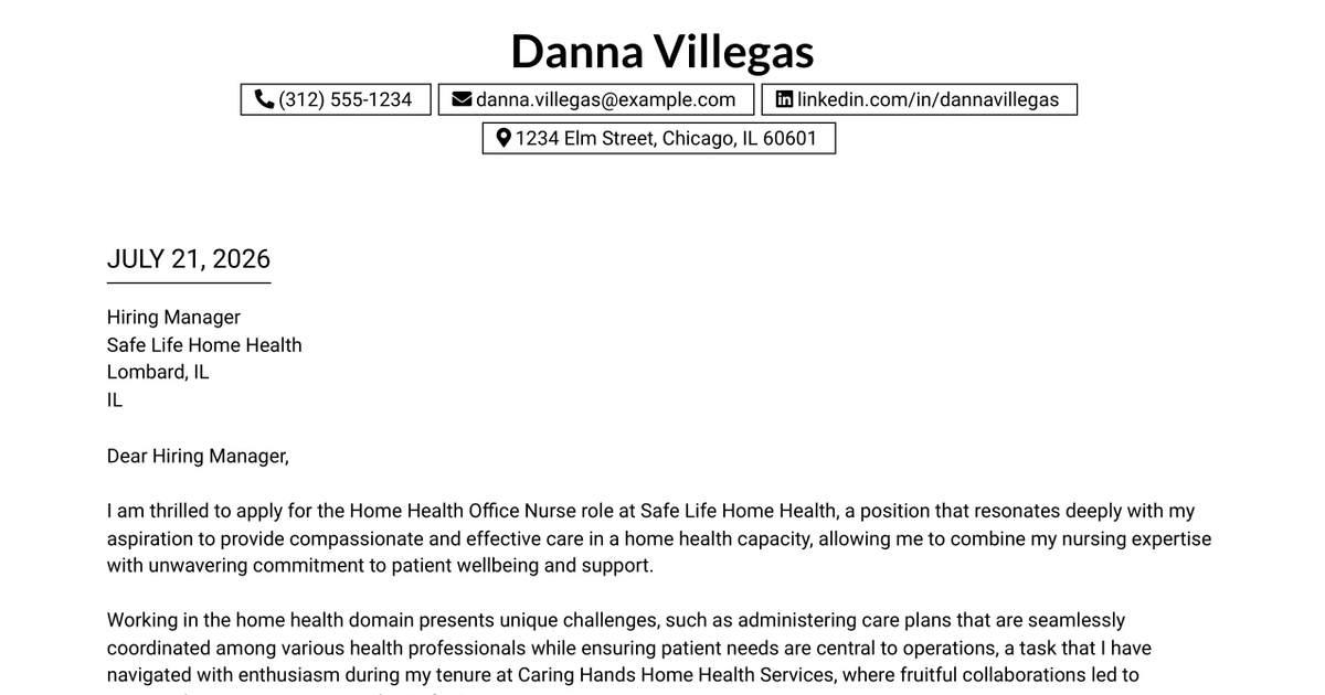 30+ Home Health Office Nurse Cover Letter Templates with Example 2026