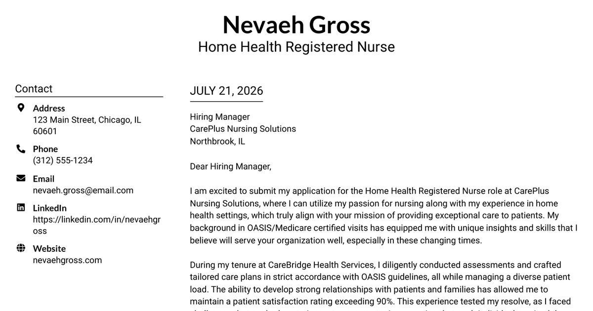 30+ Home Health Registered Nurse Cover Letter Templates with Example 2026