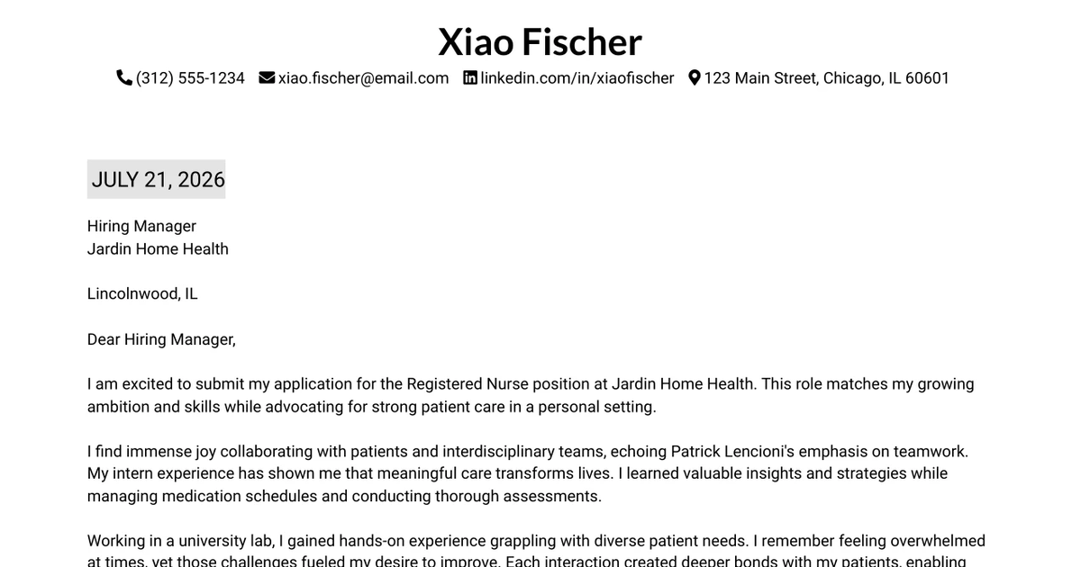 30+ Home Health Registered Nurse (RN) Cover Letter Templates with Example 2026