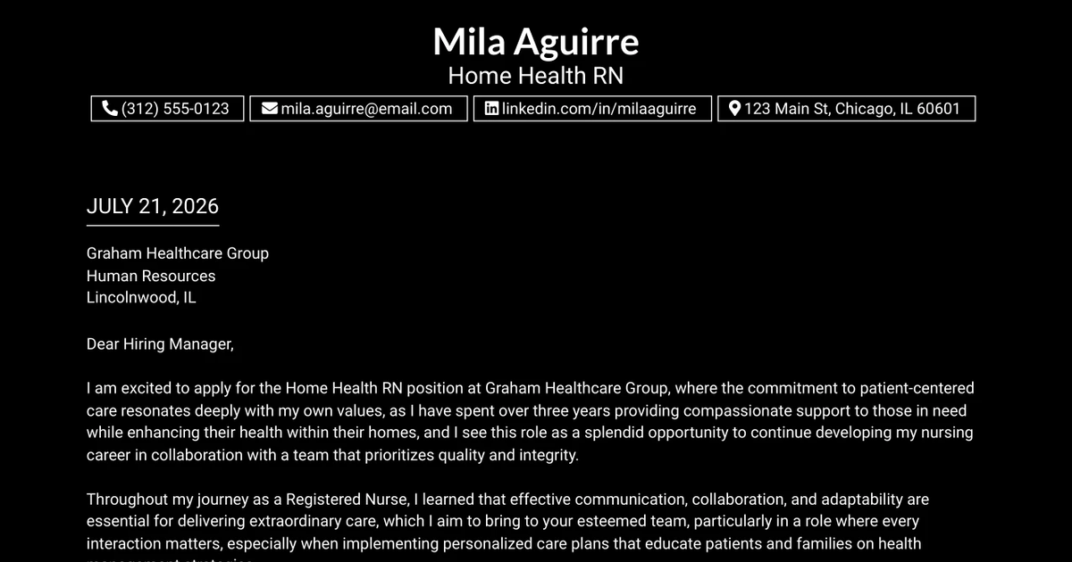 30+ Home Health RN Cover Letter Templates with Example 2026