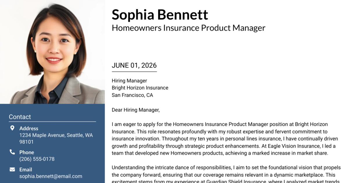 30+ Homeowners Insurance Product Manager Cover Letter Templates with Example 2026