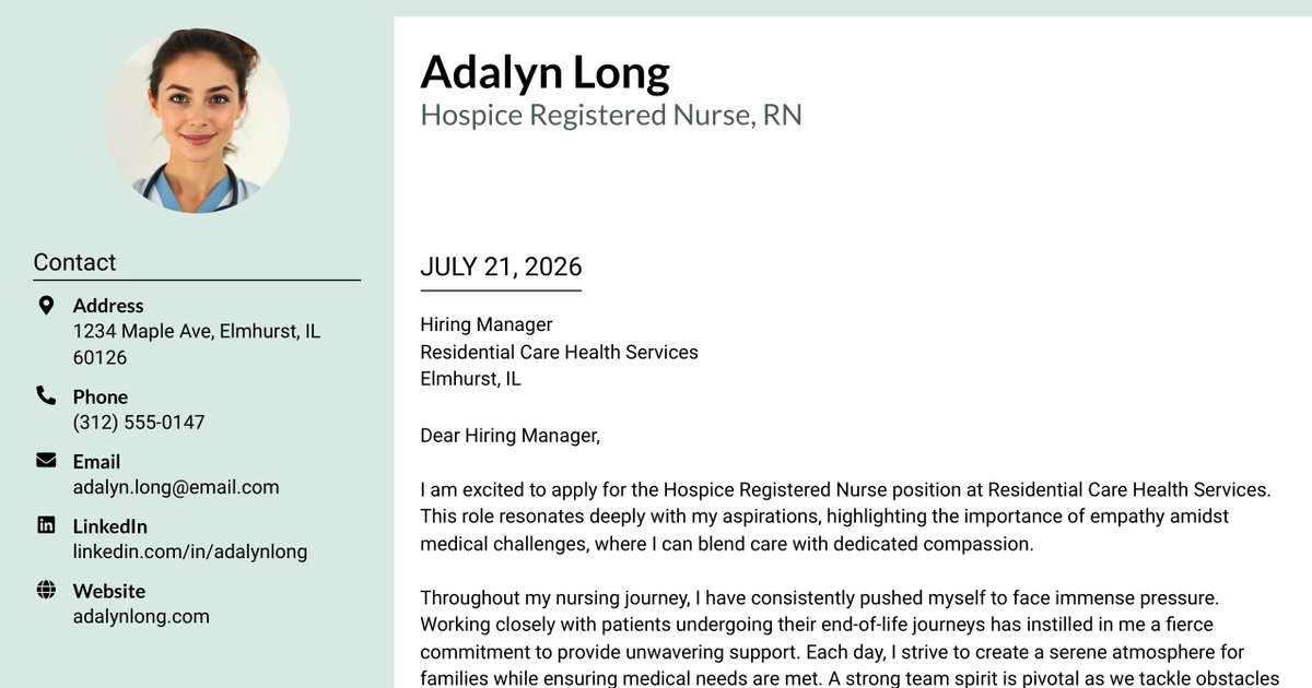 30+ Hospice Registered Nurse, RN Cover Letter Templates with Example 2026