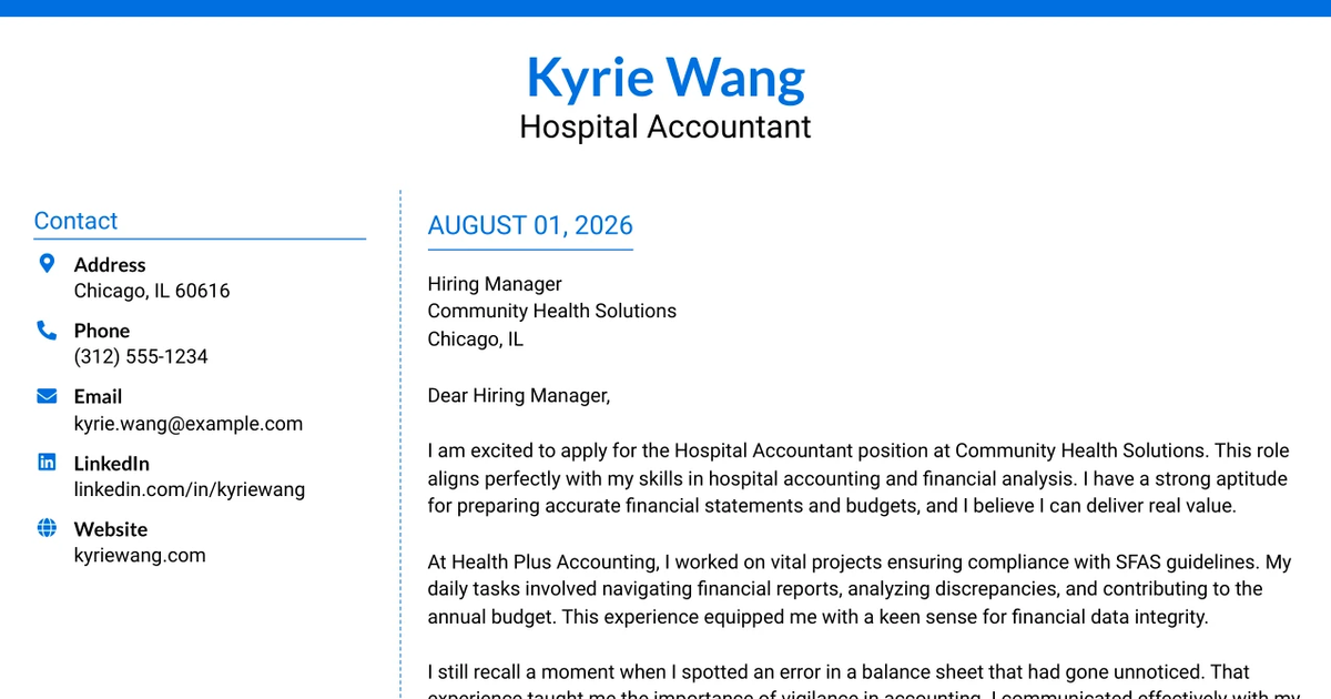 30+ Hospital Accountant Cover Letter Templates with Example 2026