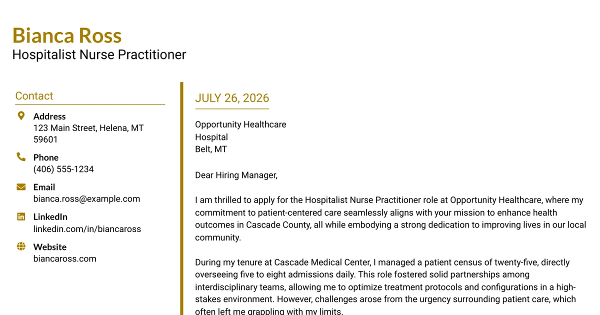 30+ Hospitalist Nurse Practitioner Cover Letter Templates with Example 2026