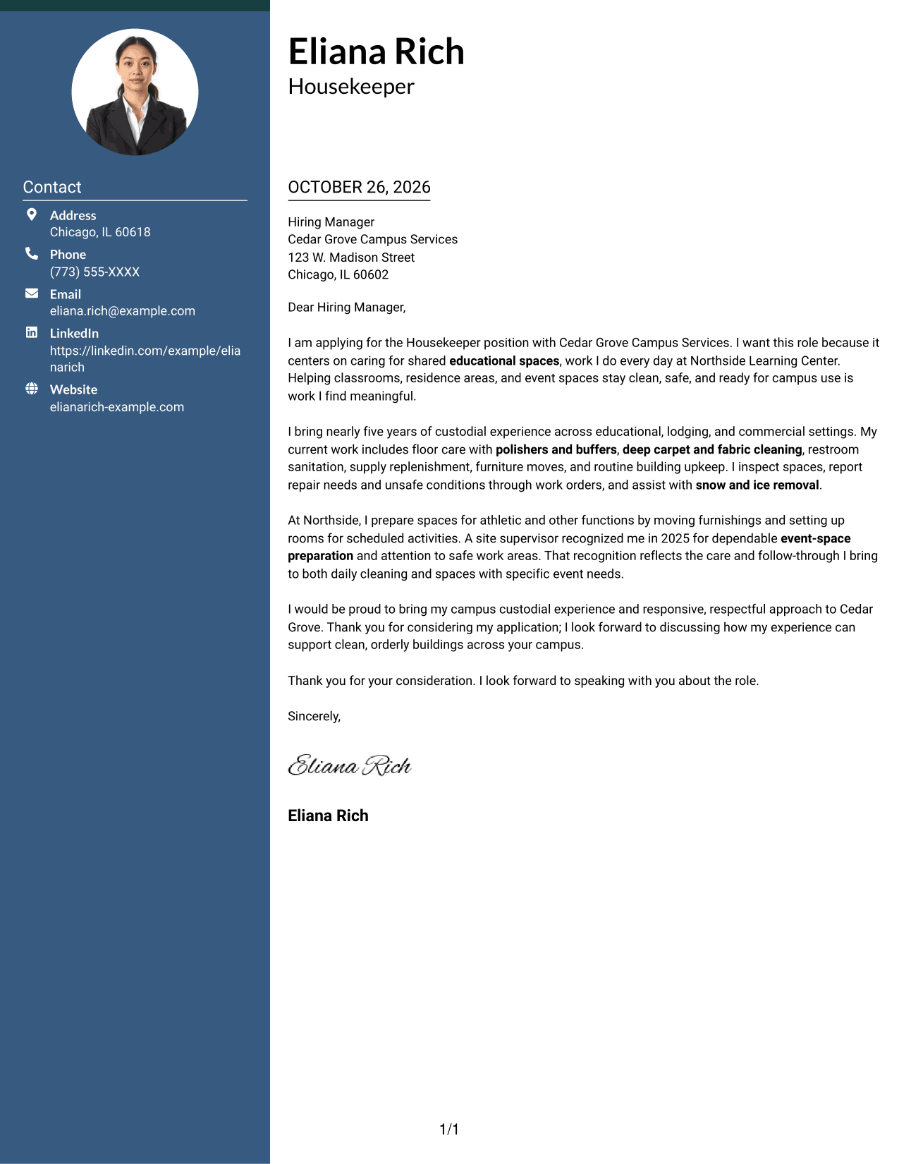 Cover letter example — page 1