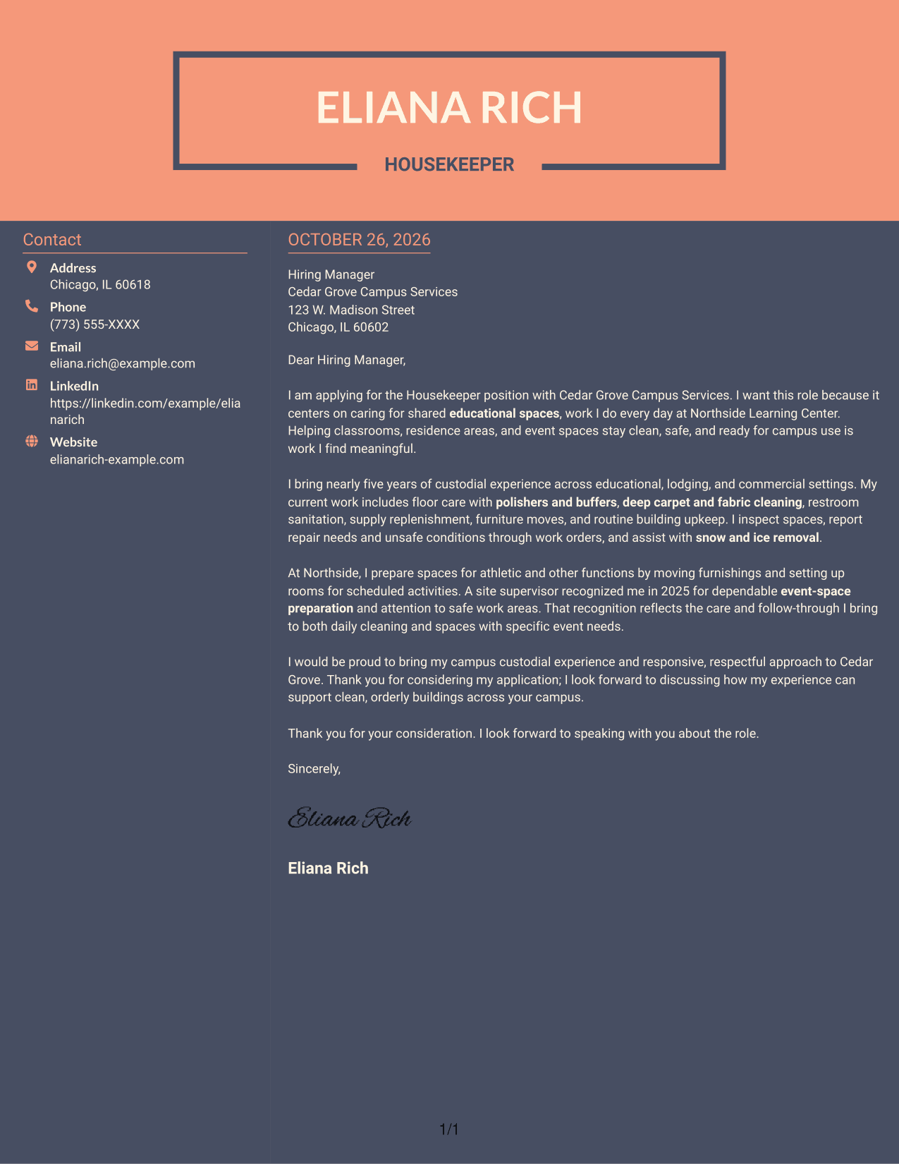 Cover letter example — page 1