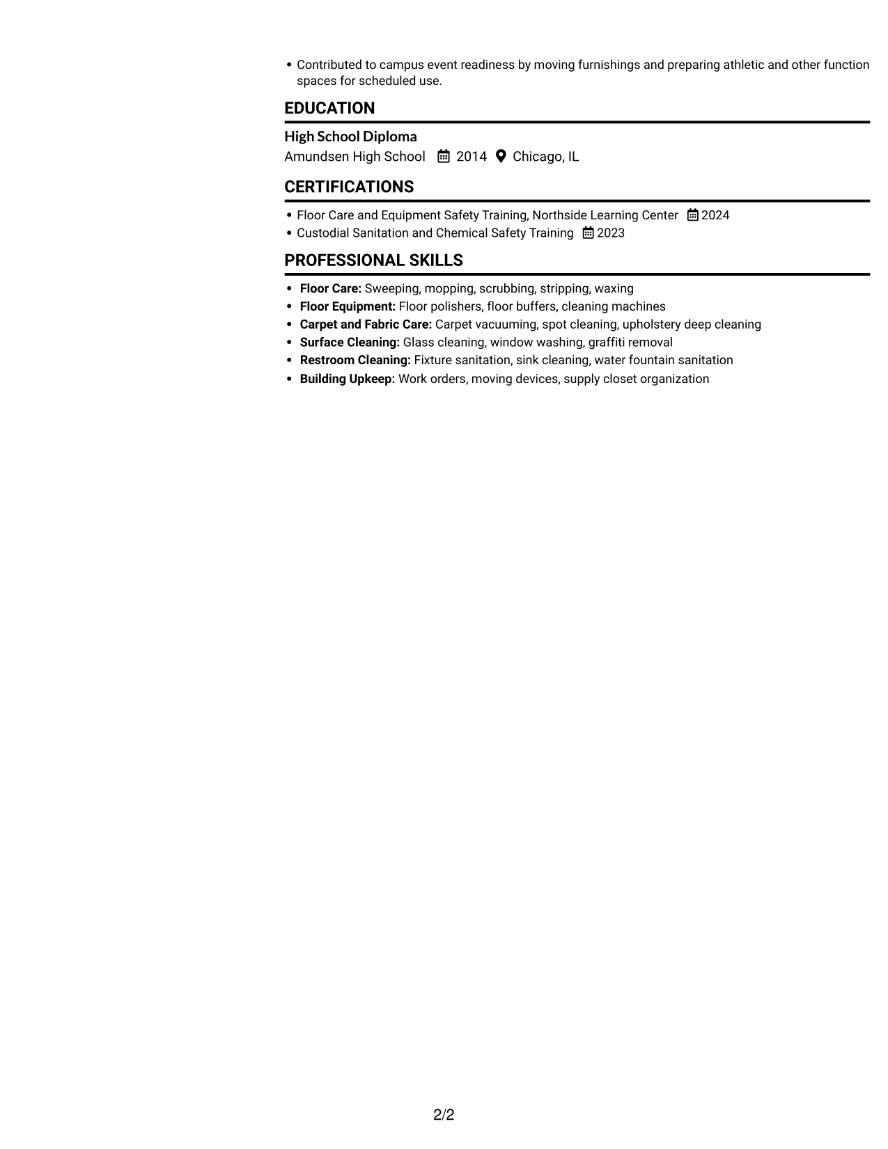 Resume example — page 2