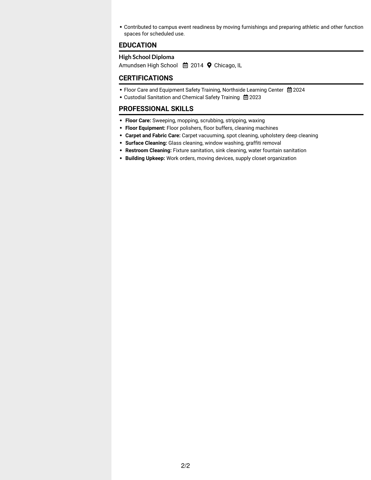 Resume example — page 2
