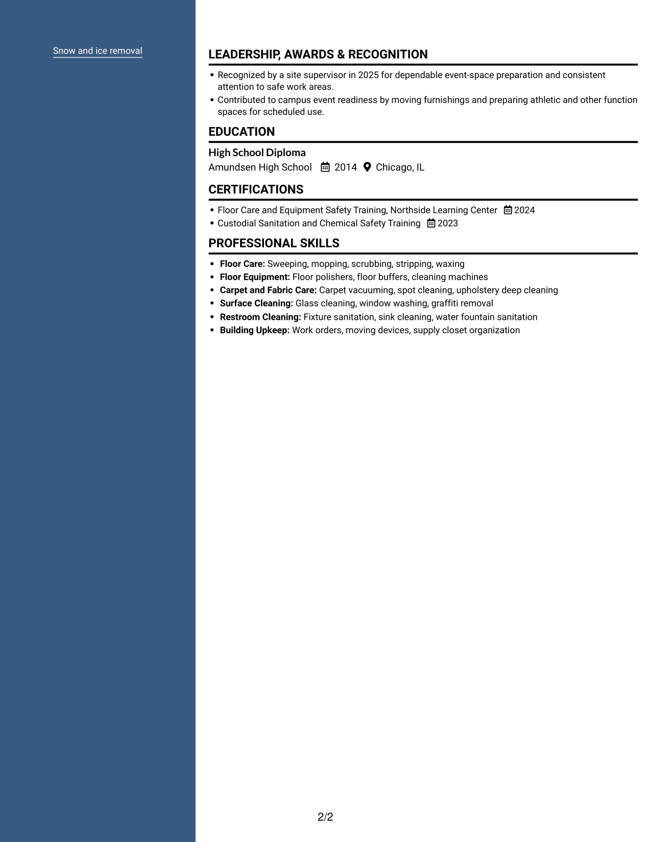 Resume example — page 2