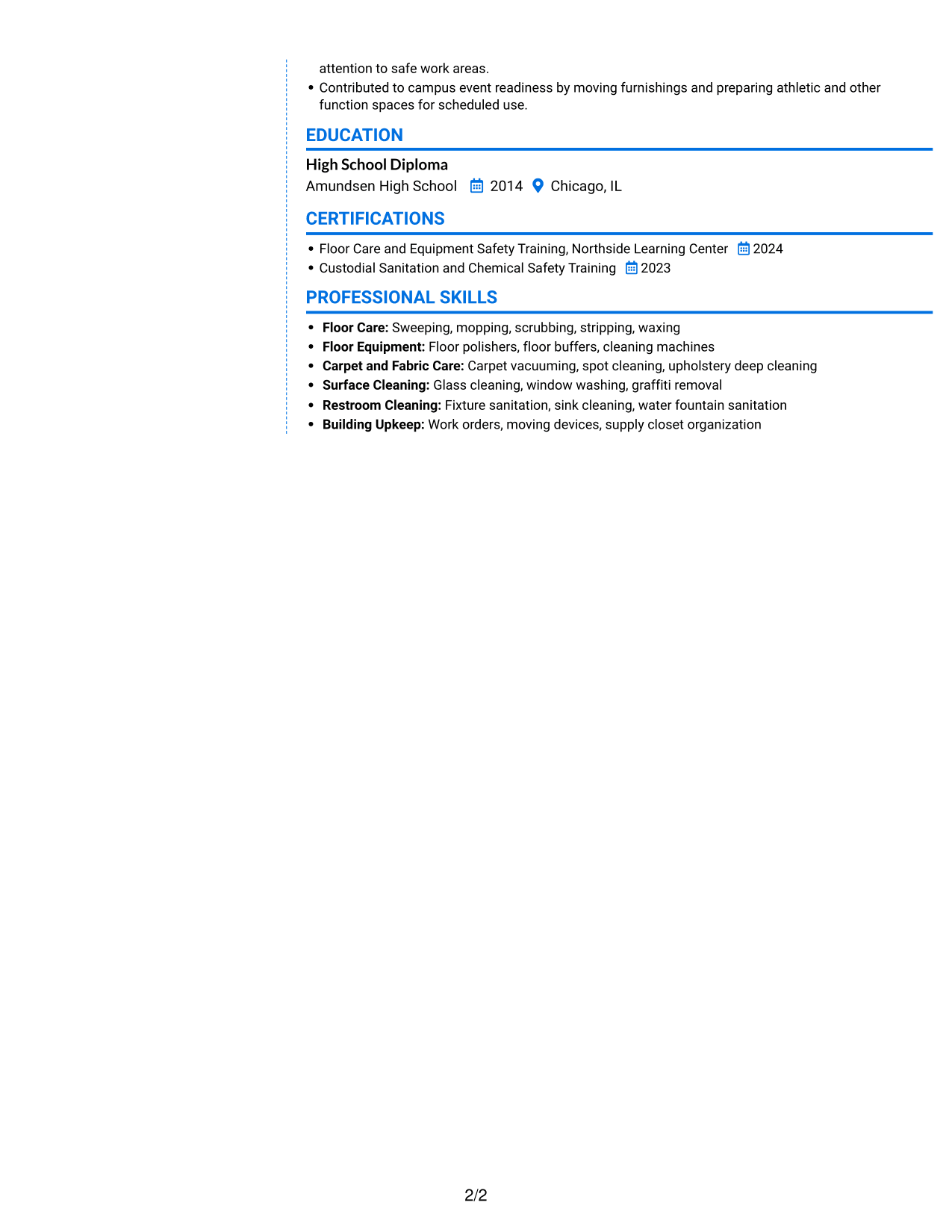 Resume example — page 2