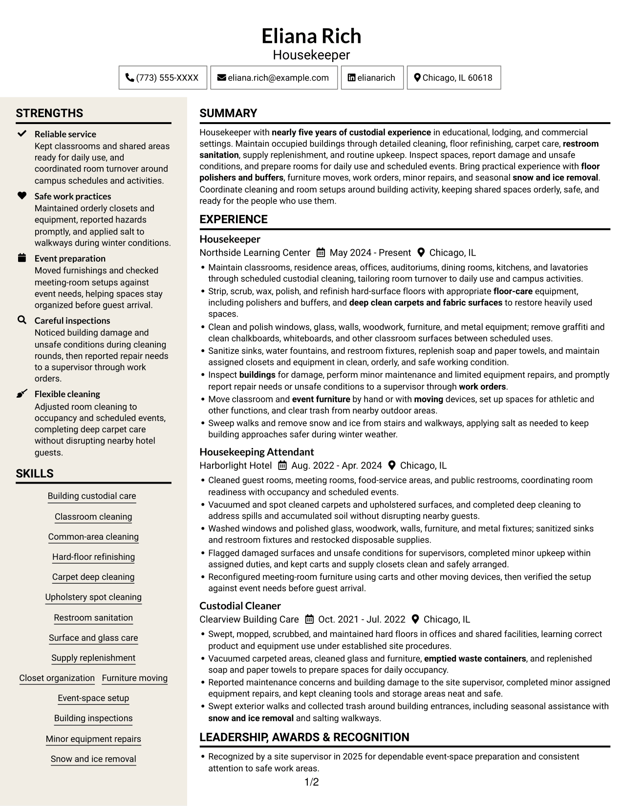 Resume example — page 1