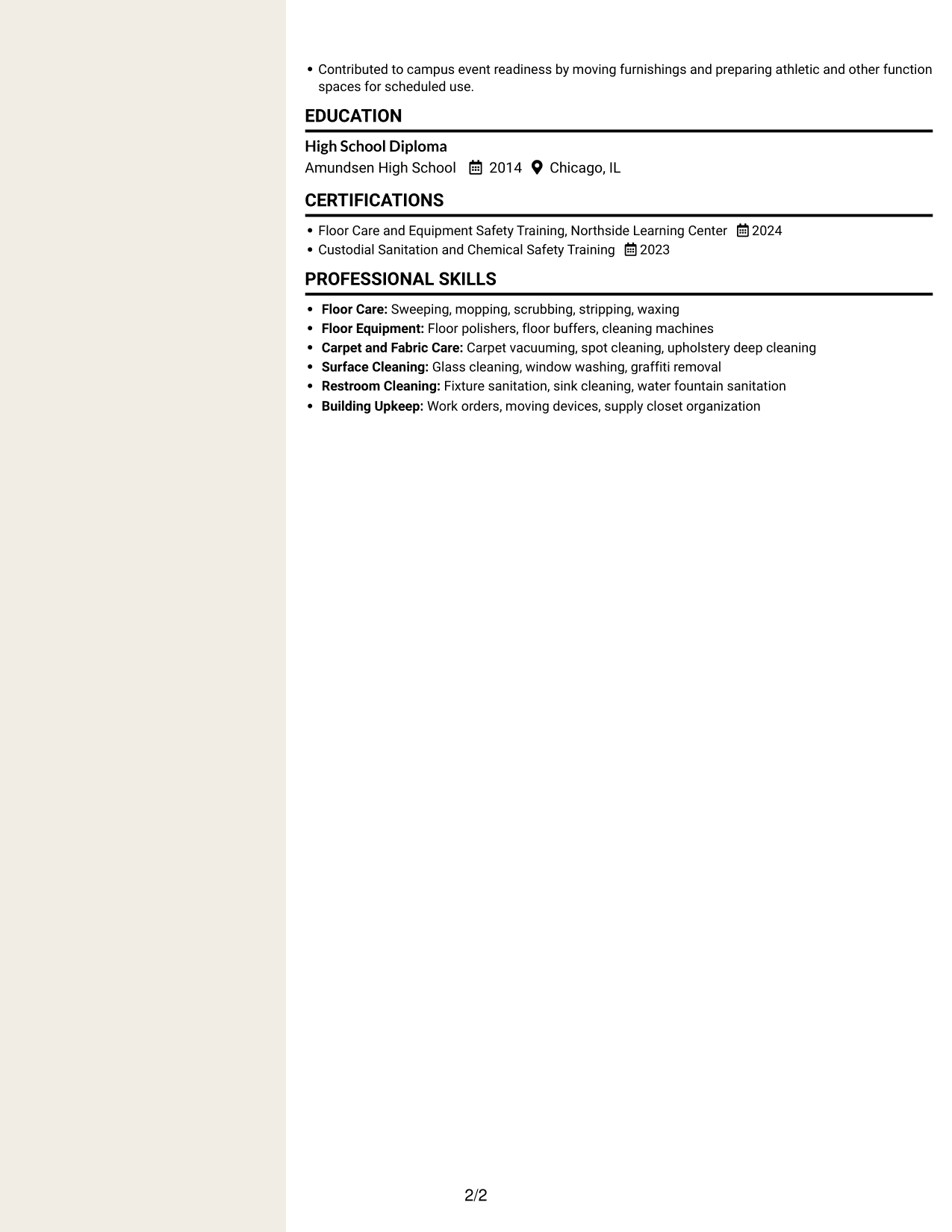 Resume example — page 2