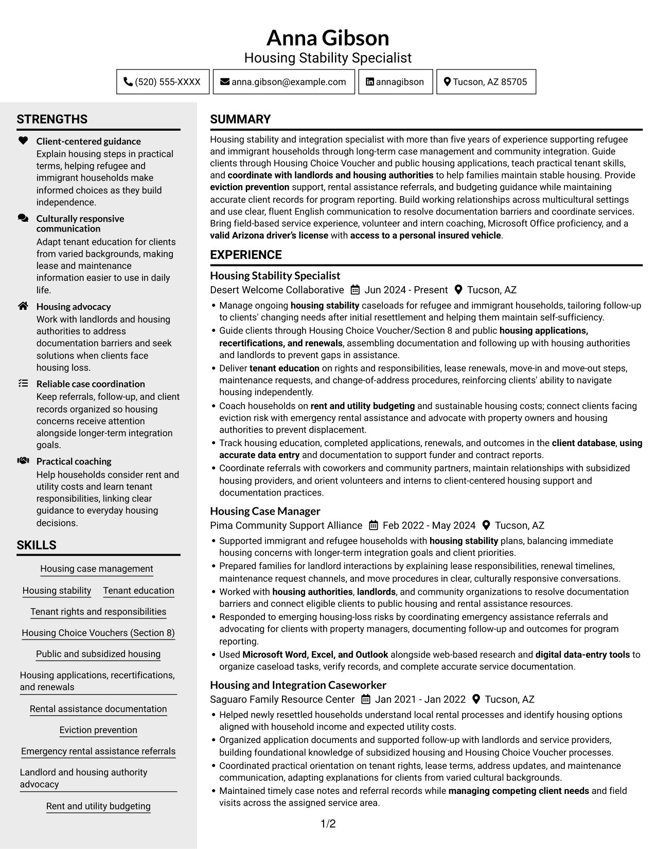 Resume example — page 1