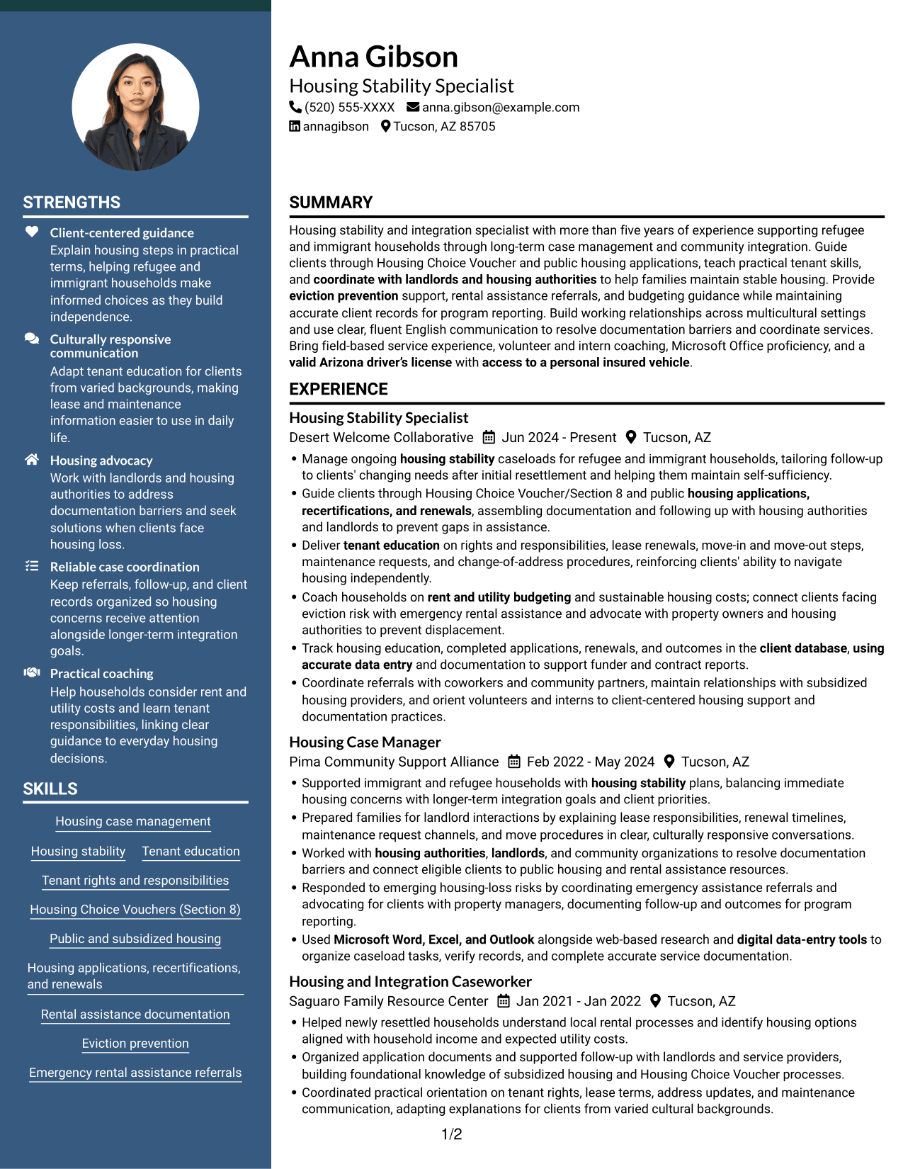 Resume example — page 1