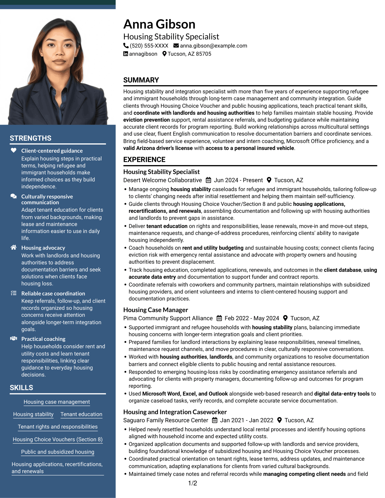 Resume example — page 1