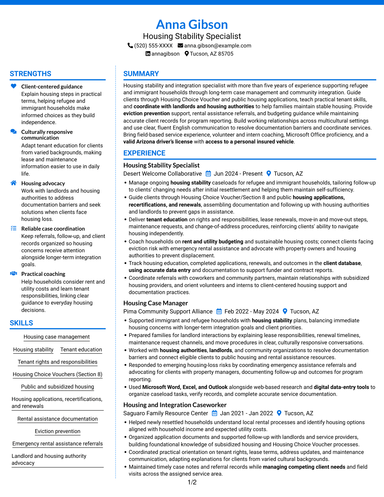 Resume example — page 1