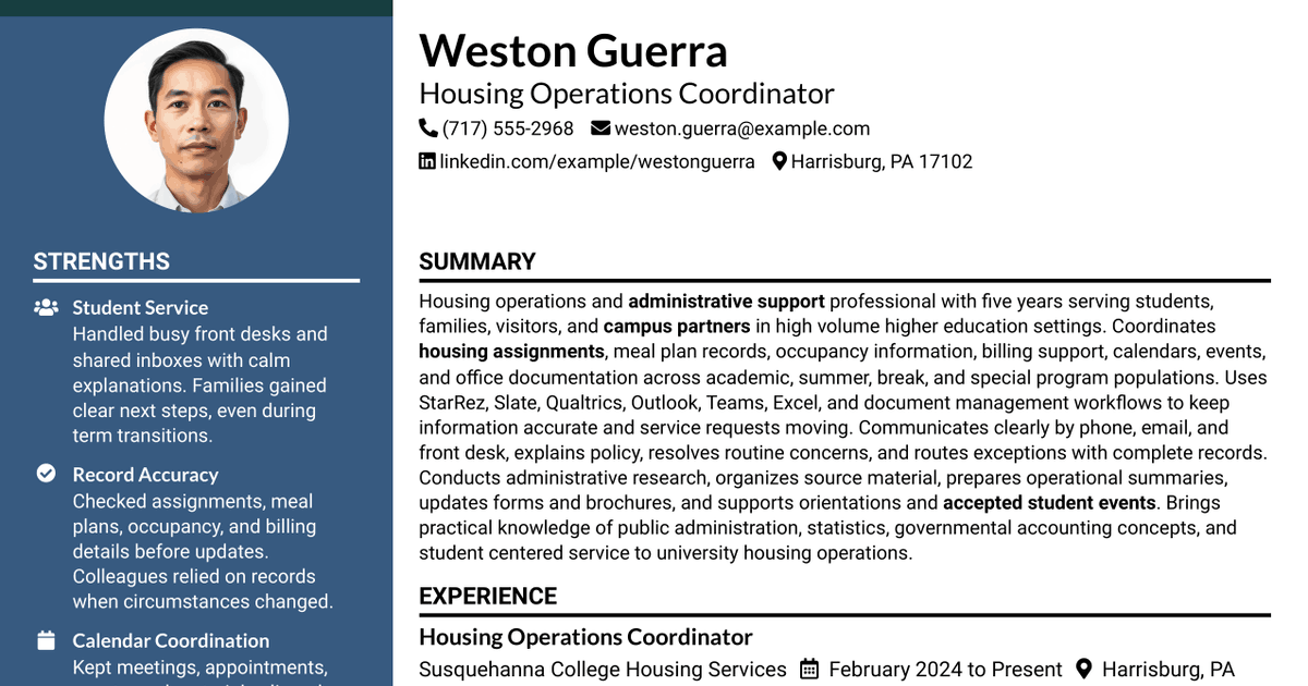 7 Housing Operations Assistant Resume Templates with Example