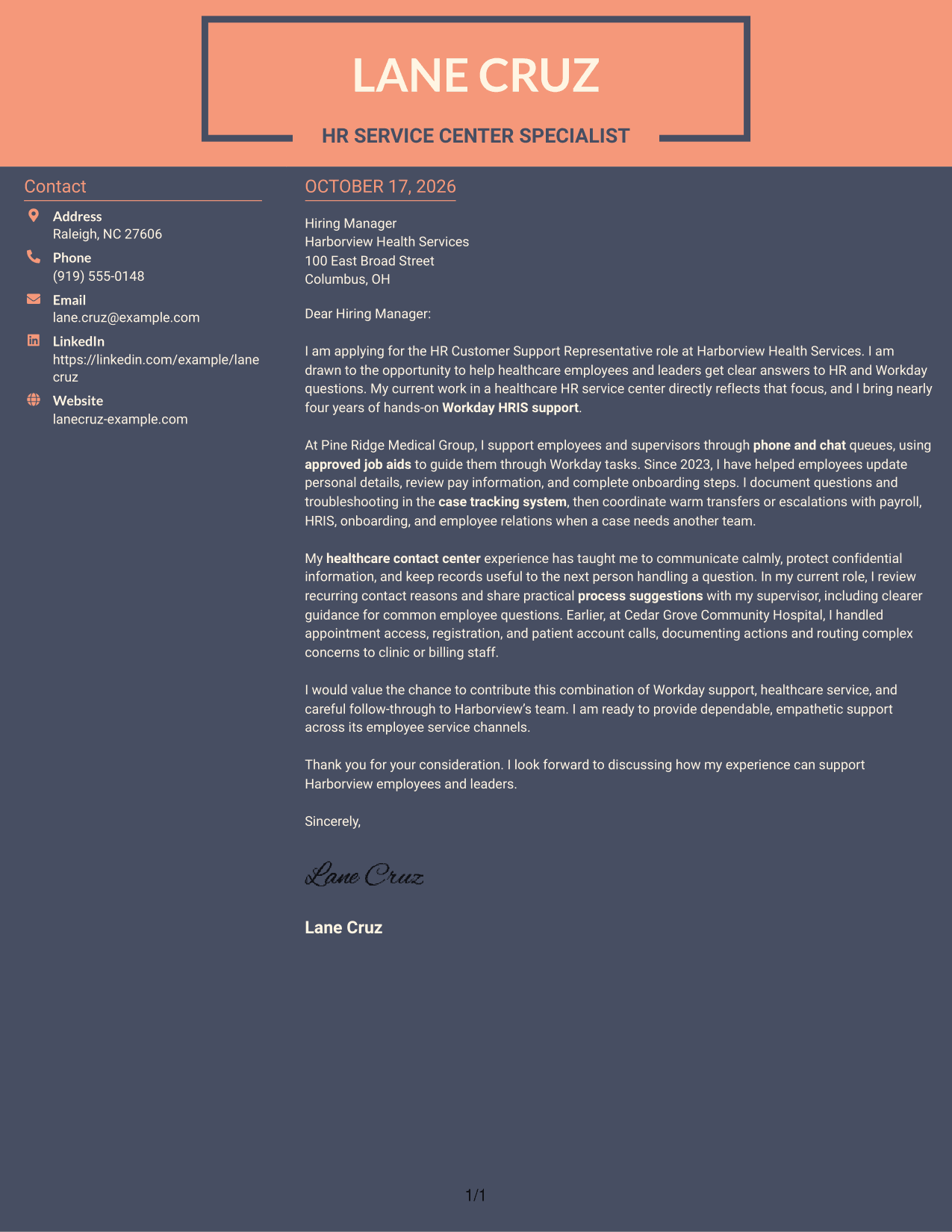 Cover letter example — page 1