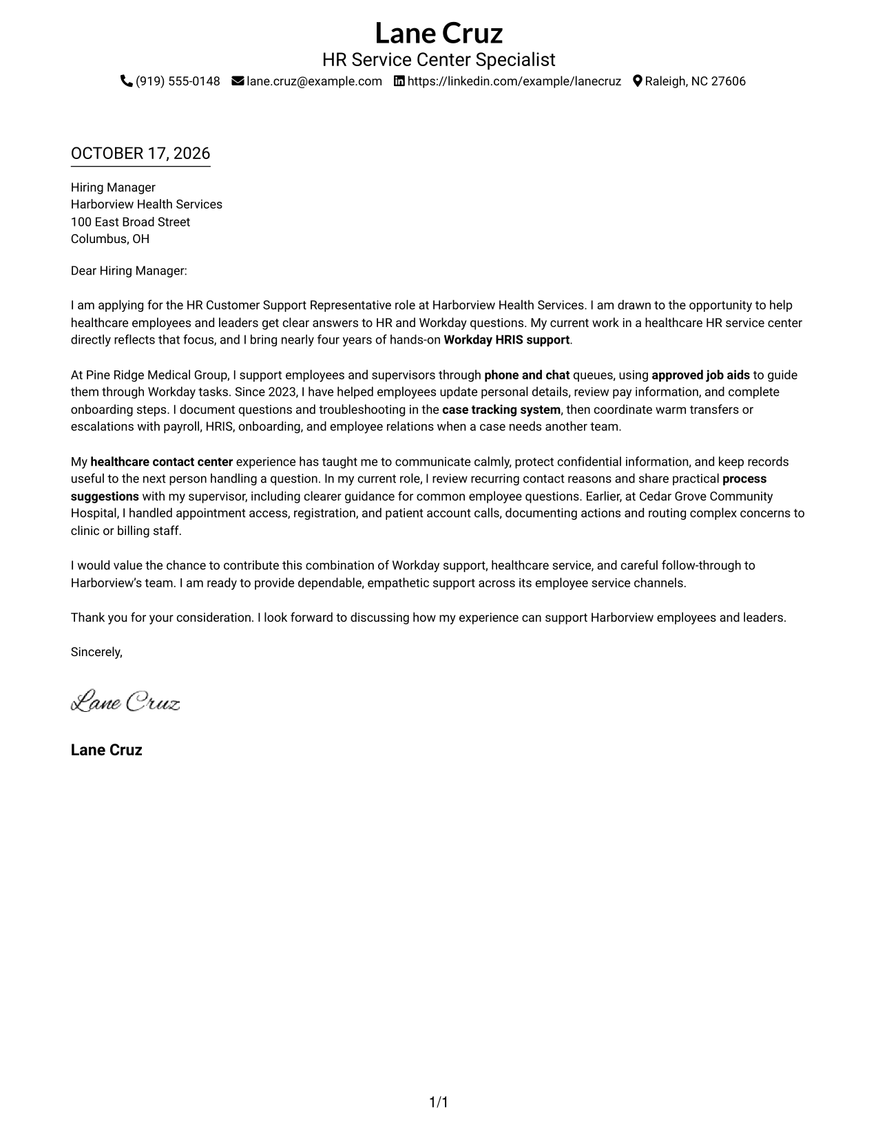 Cover letter example — page 1