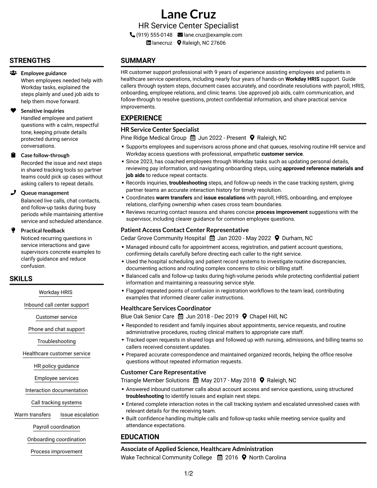 Resume example — page 1