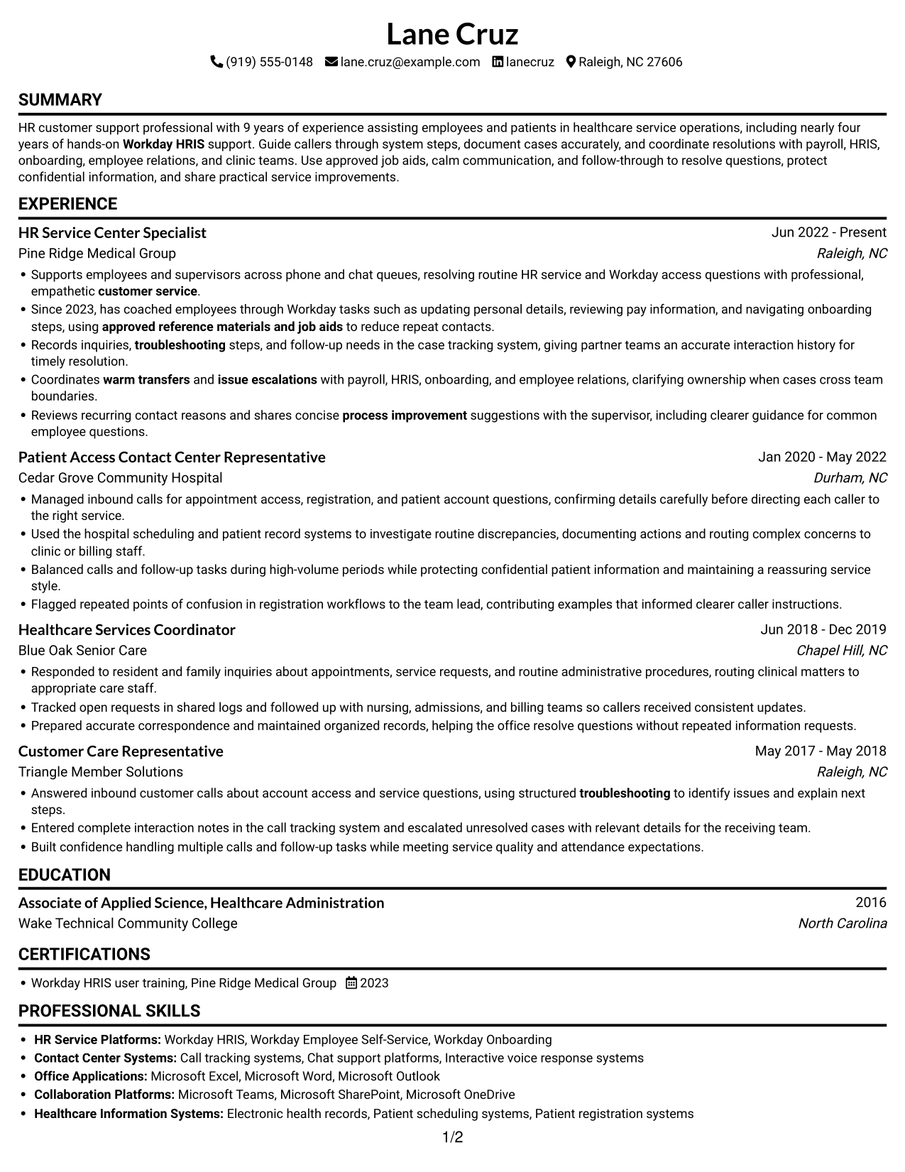 Resume example — page 1