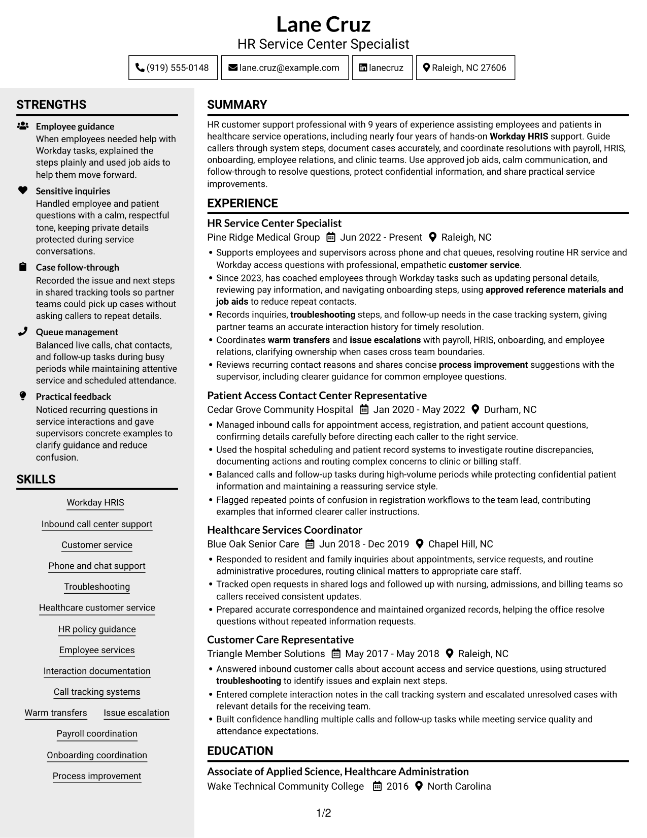 Resume example — page 1