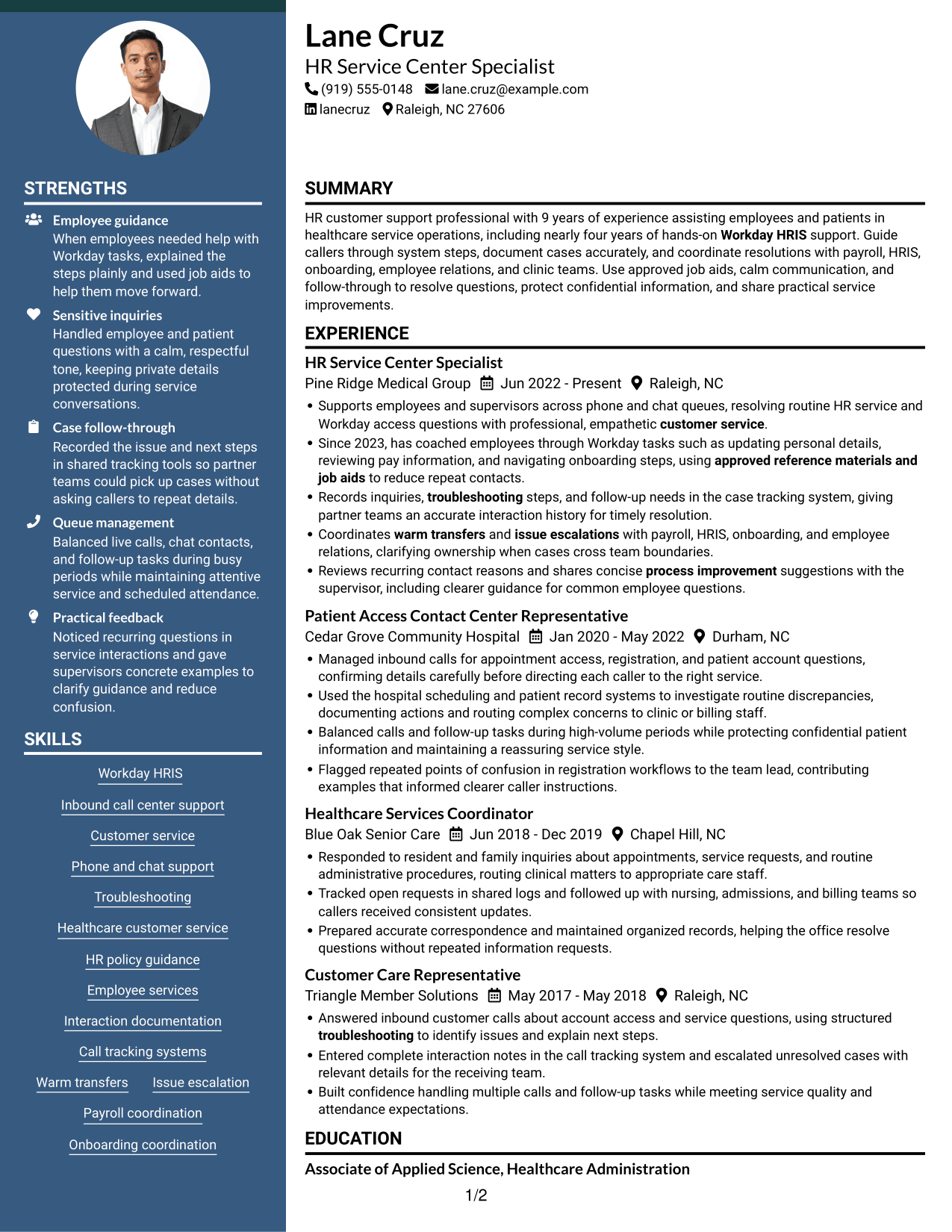 Resume example — page 1