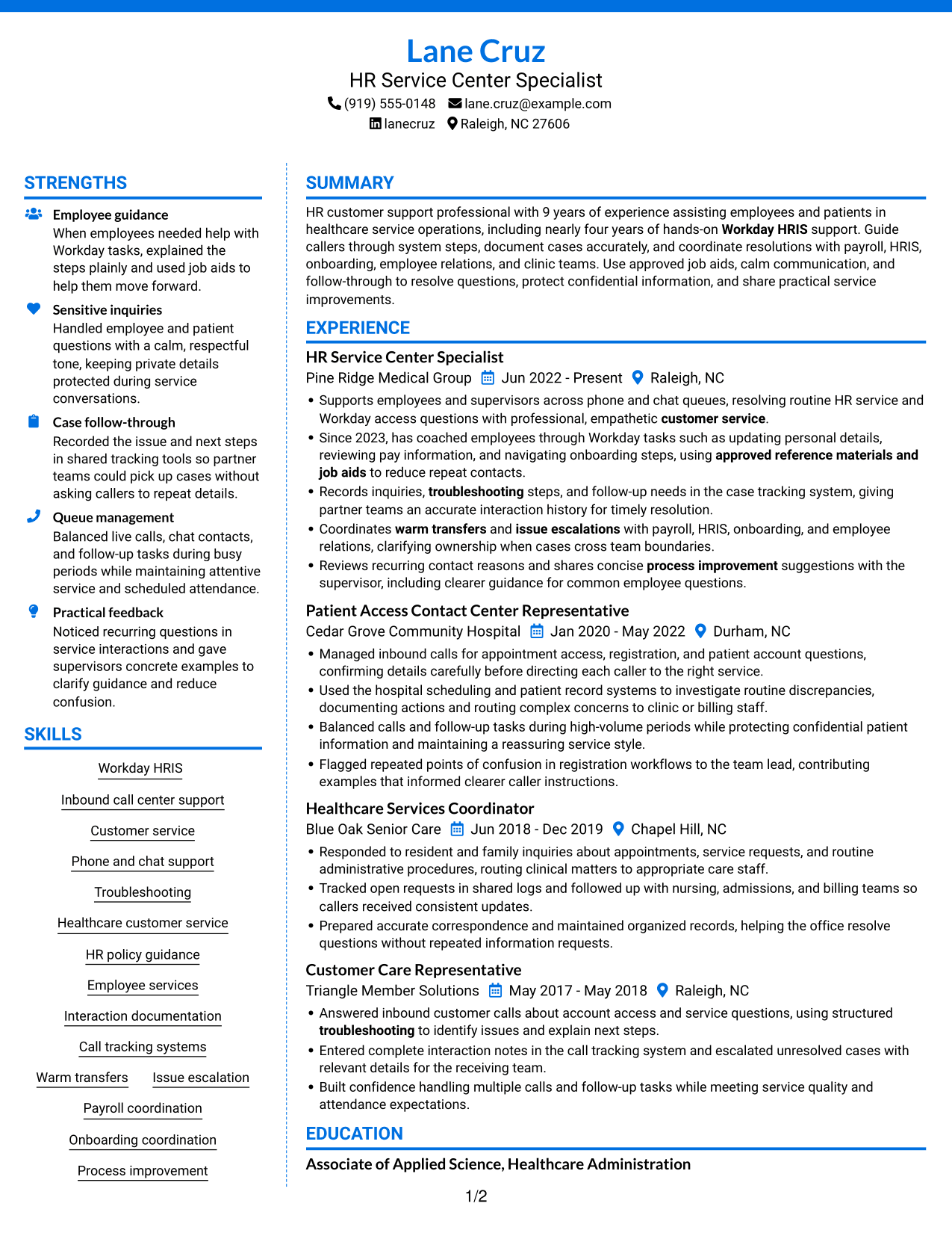 Resume example — page 1