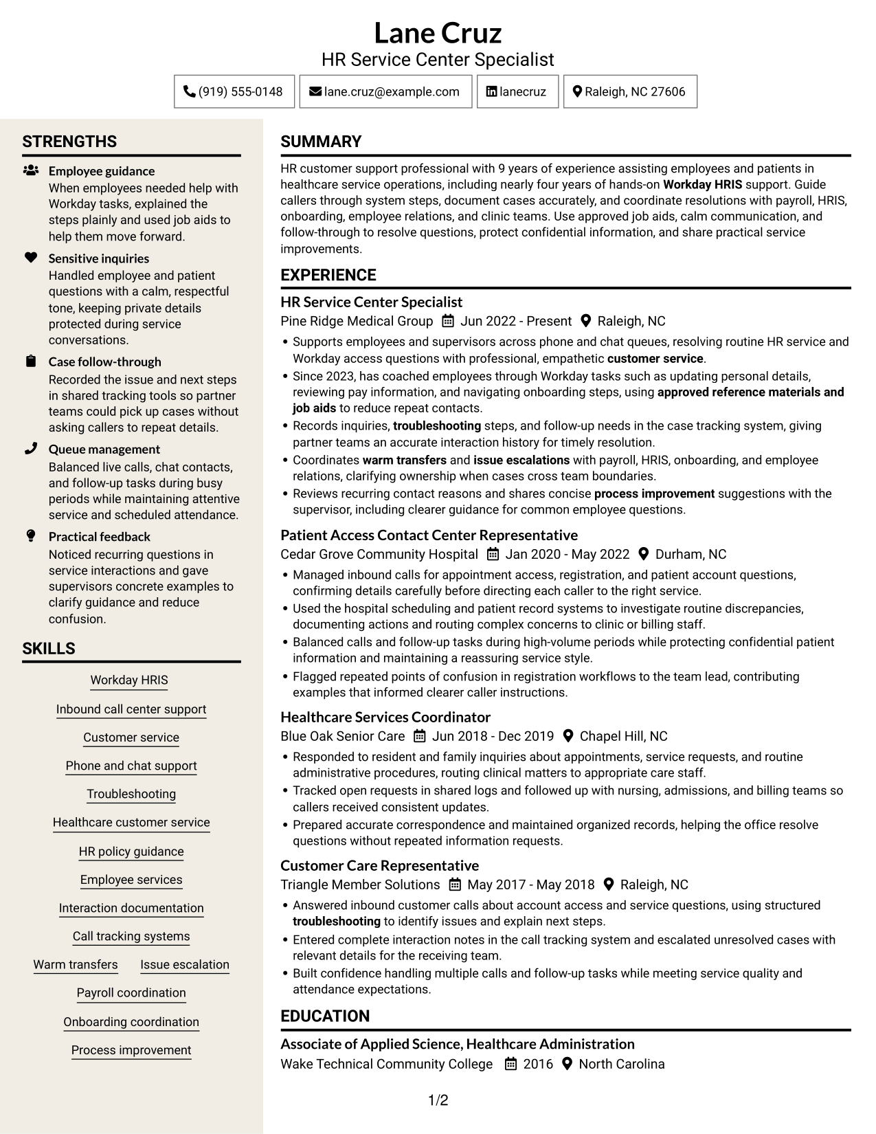 Resume example — page 1