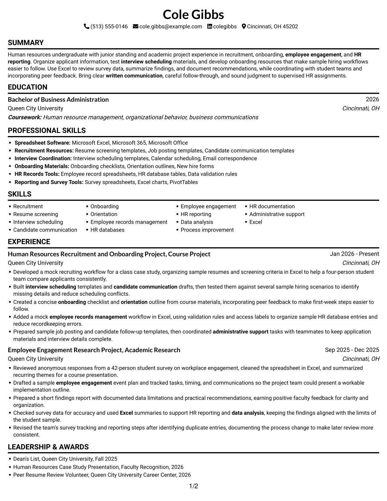 Resume example — page 1