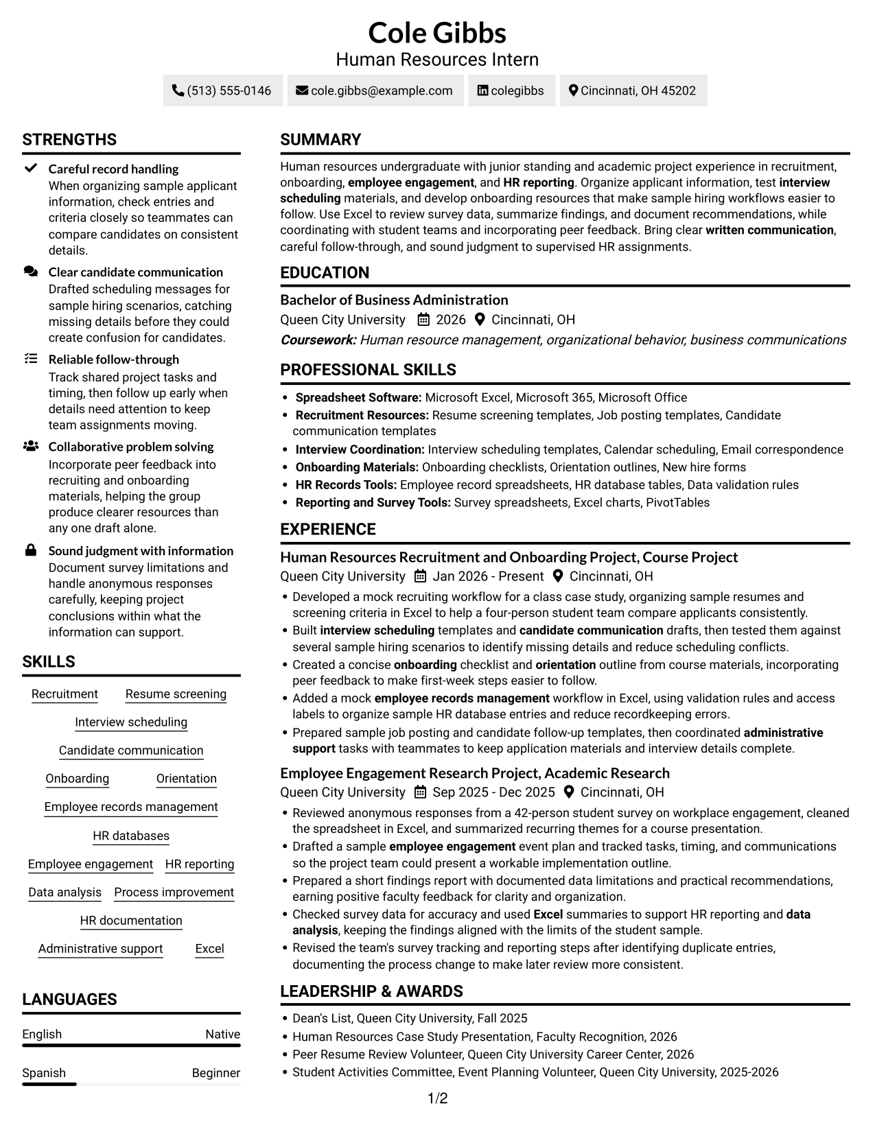 Resume example — page 1