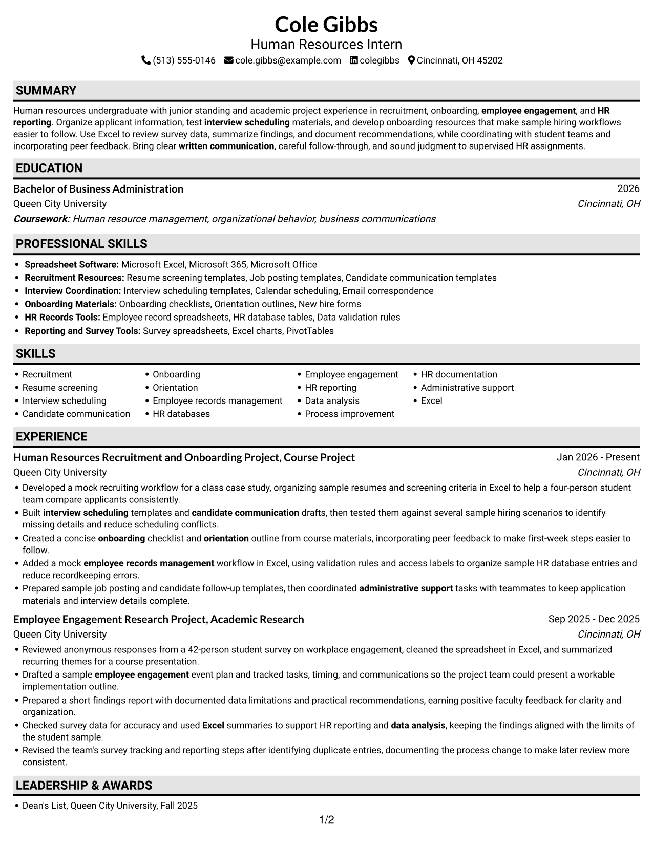 Resume example — page 1