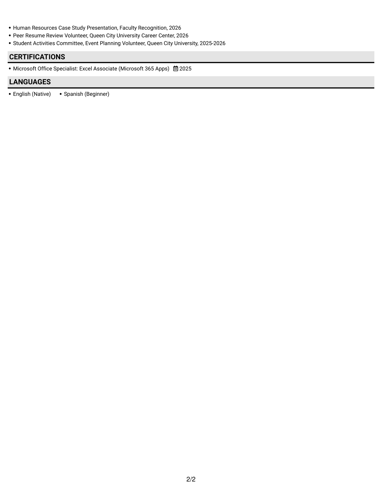 Resume example — page 2