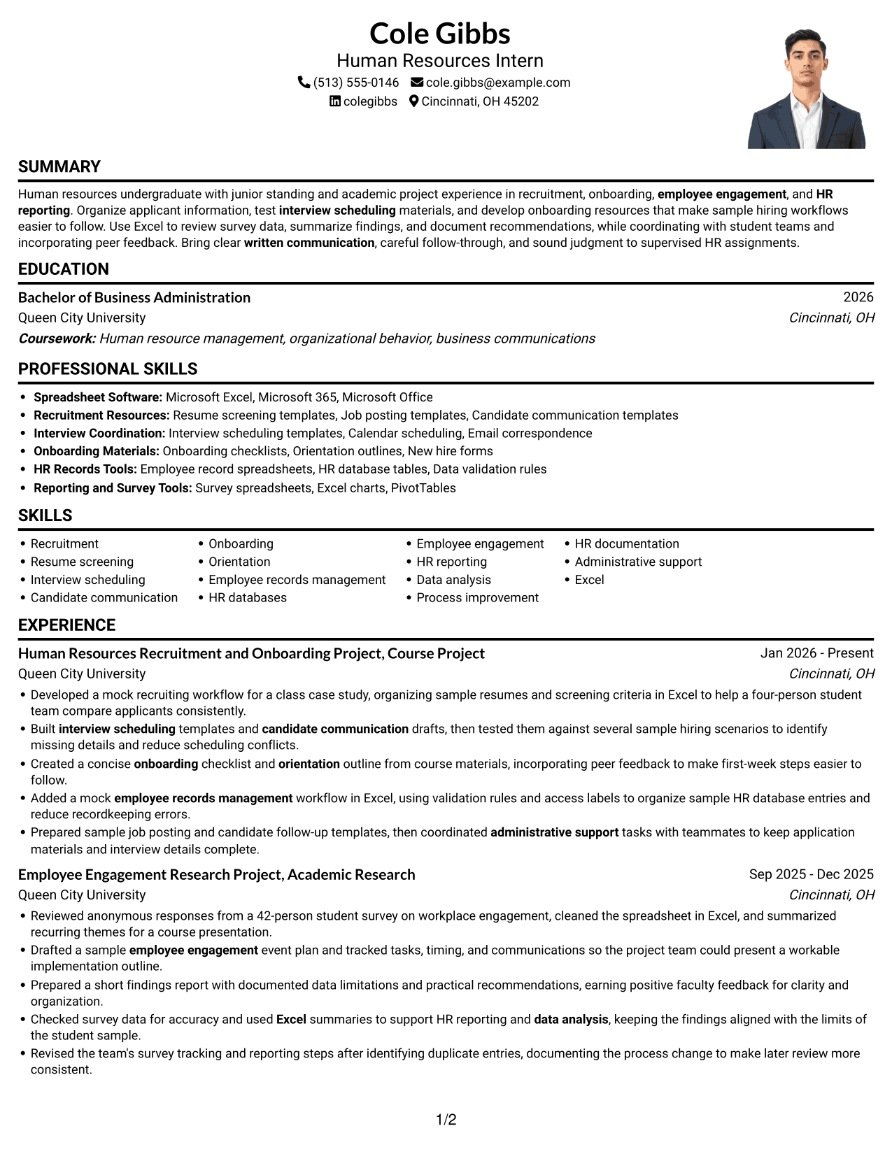 Resume example — page 1