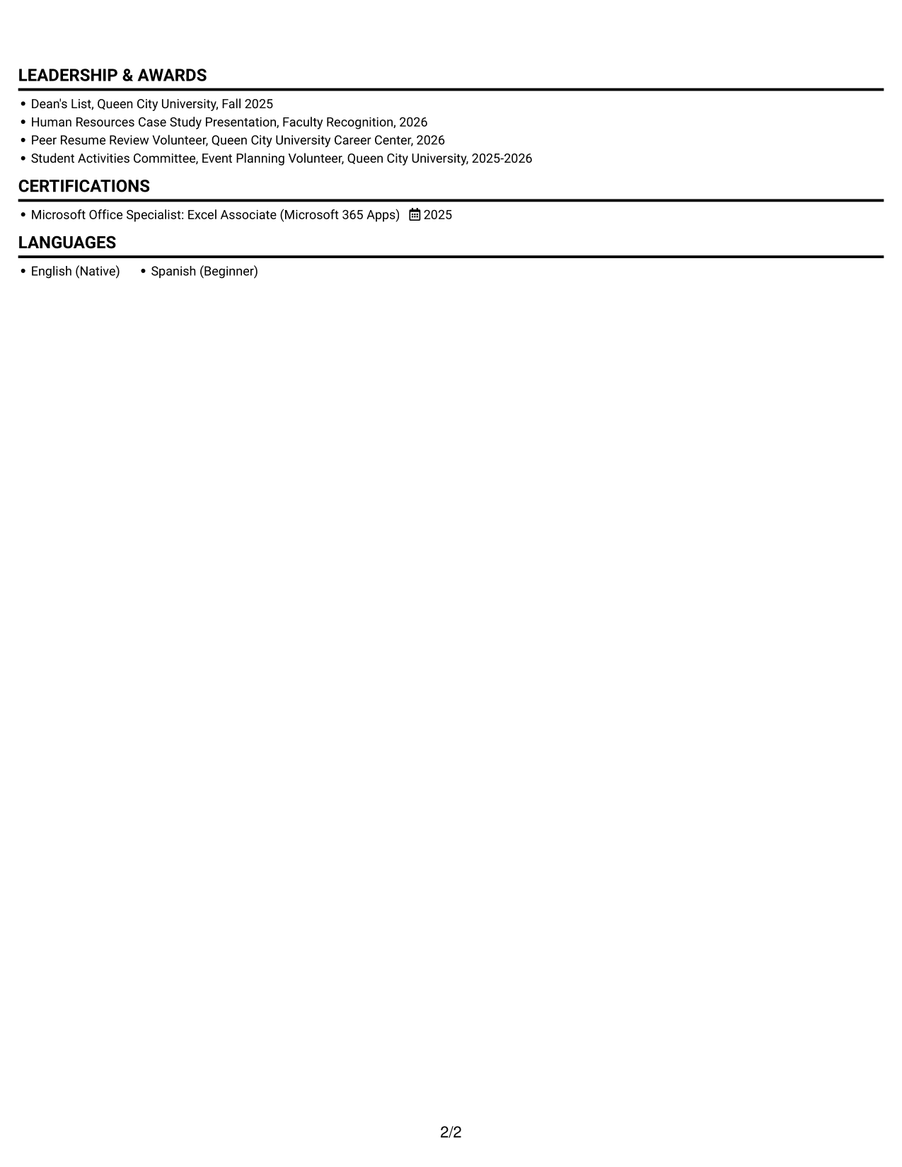 Resume example — page 2