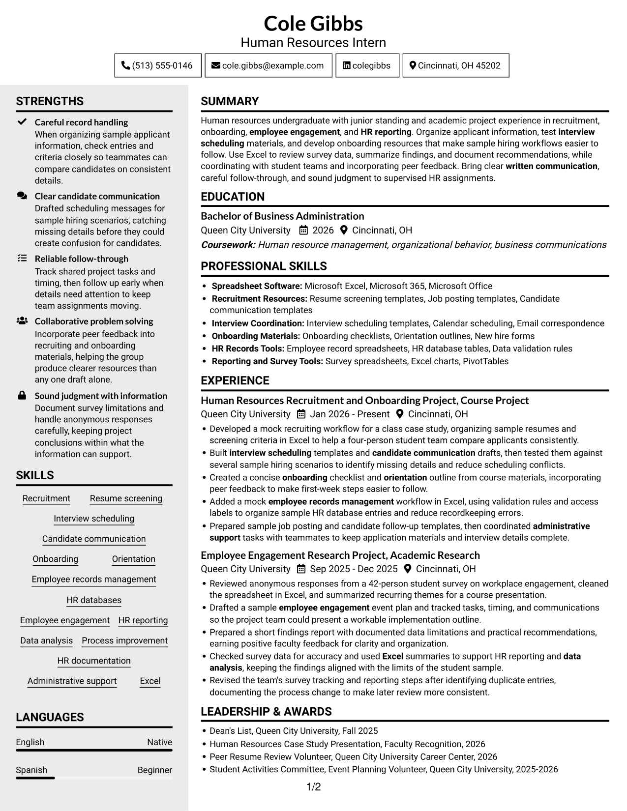 Resume example — page 1