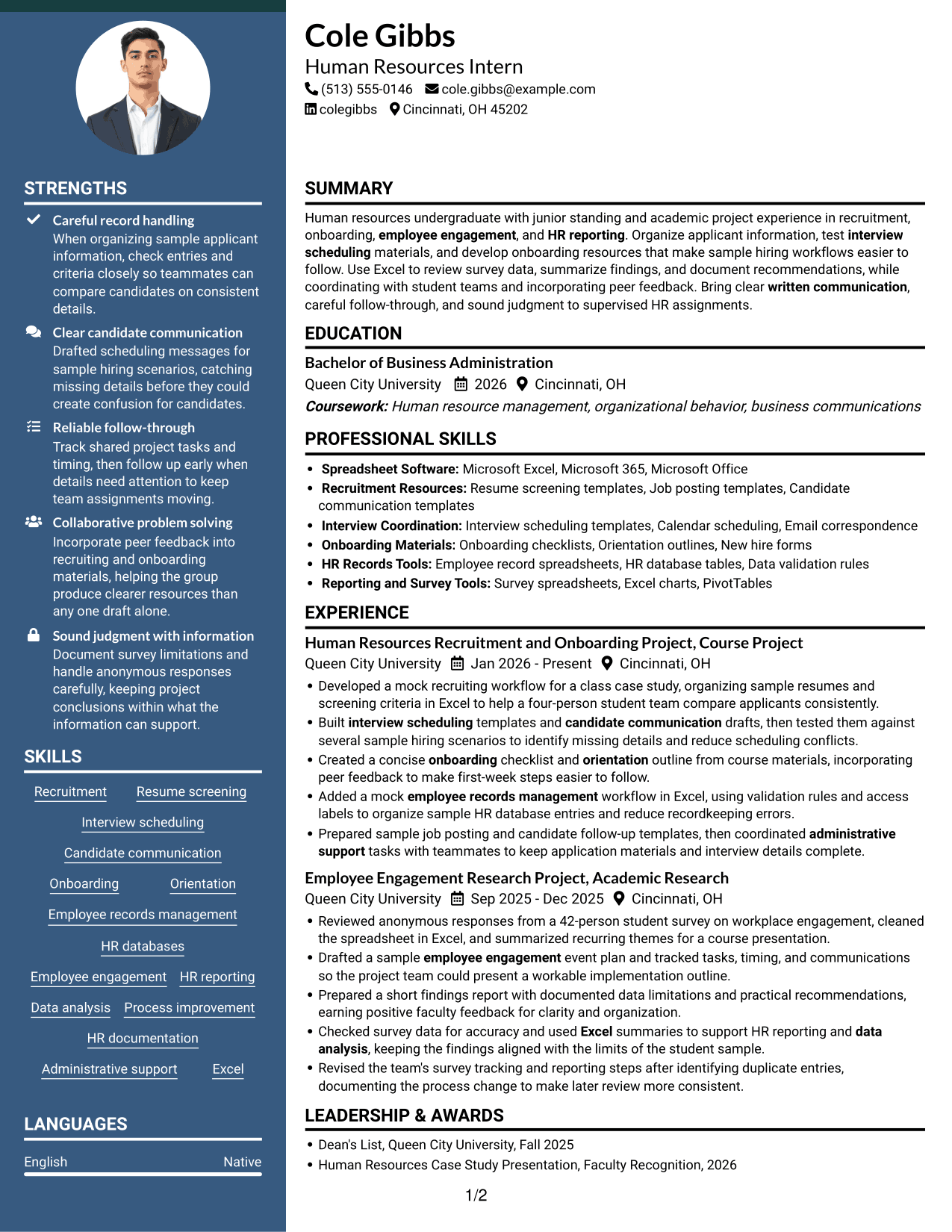 Resume example — page 1