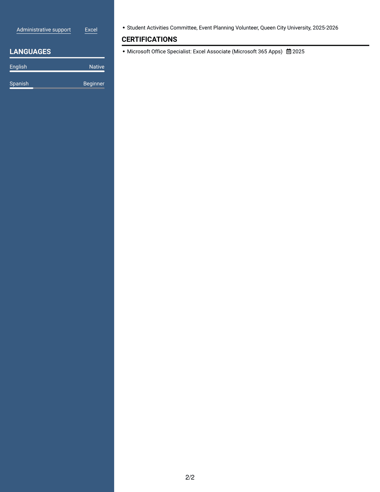 Resume example — page 2